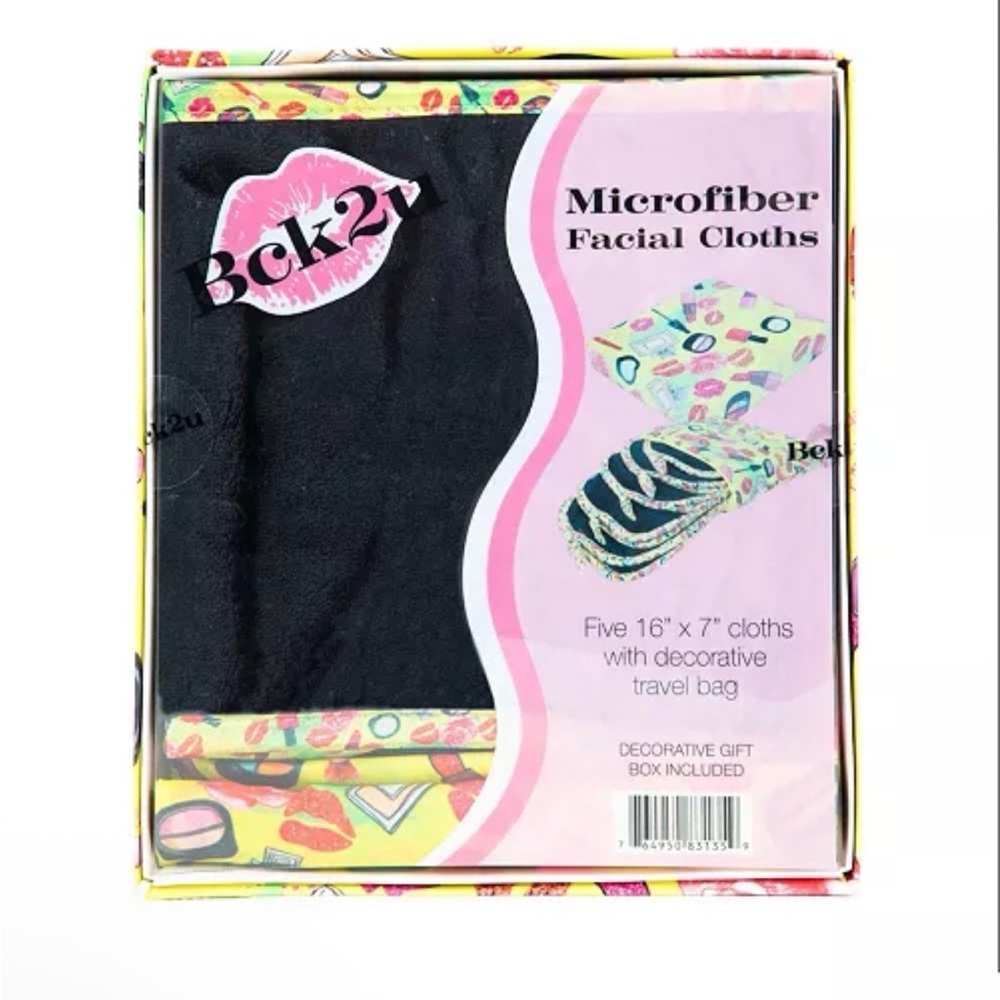 Facial Cloths Microfiber Set Set of 5 + Travel Bag